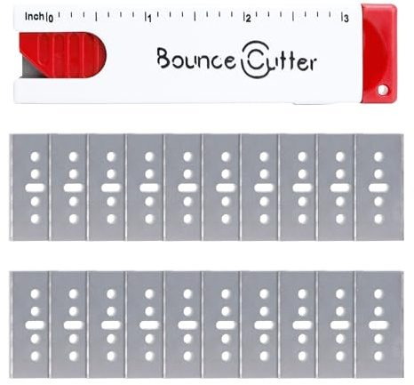 UCEC Profi Cuttermesser, 1 Stück weißes/rotes Sicherheits-Cuttermesser mit automatischem Klingenrückzug, inkl. 2 Boxen mit 20 Ersatzklingen, ideal für Heimwerker und Büro