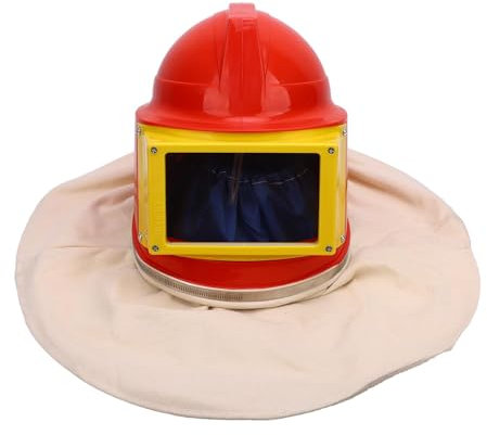 Fafeicy Sandblastenhelm, Verstärkte Sicherheit, Doppelschichtlinse, Schulter -Umhang -Design, Luftversorgung mit Luftversorgungsart für Sandstrahlen