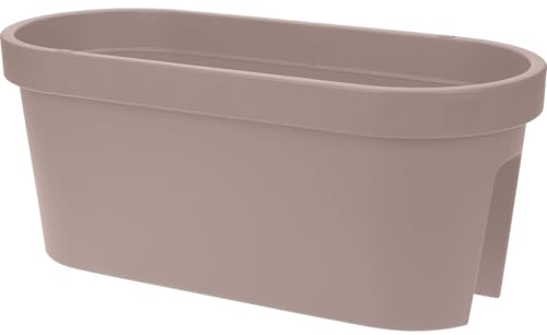 Decor Space Balkonkasten, rechteckig, für Geländer, aus Kunstharz, für den Außenbereich, für Blumen und Pflanzen (Taupe, 60 cm)