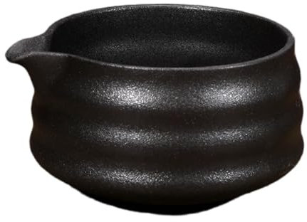 Fenteer Ceramic Matcha Bowl Matcha Bowl, Ceremonía de té Verde Chawan Matcha tazón, Hecha a Mano, Taza de té Verde para Principiantes, Negro