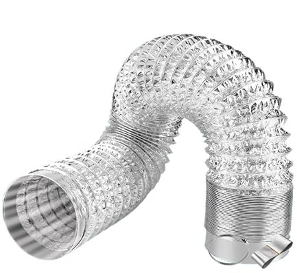 FOELANNE Aluminium-Kanäle ， Schlauch Abluftschlauch Hochtemperaturbeständiges Flexibles Luftzirkulationsrohr Einstellbarer Entlüftungskanal-Lüfter(5m 200mm)