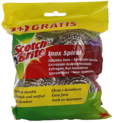 4 spugne abrasive in acciaio inox, B2SJ, confezione da 6.