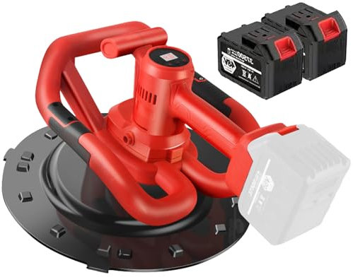 VNATWGOO Ponceuse Professionnelle pour Enduit De BéTon (1 680 W), Lisseur Portatif à Batterie pour Murs Et Sols,TwoBatteries