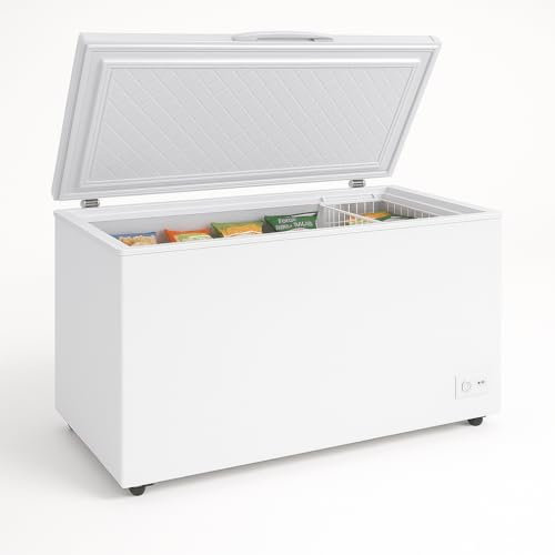 Congélateur Coffre 550L (488L Net) – Température -18 à -22°C – Porte Pleine Battante avec Serrure – LED Intérieur – Thermostat Réglable – Roulettes & Pieds Réglables – 230V – Blanc