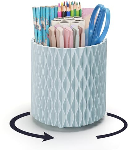 Stifte Organizer,Stilvoller Rhombus-Schreibtisch Organizer mit 360° Drehfunktion,Stiftehalter mit 5 Fächern als Schreibtisch Organizer Kinder für Büro,Schule,Zuhause und Kunstbedarf(Blau)