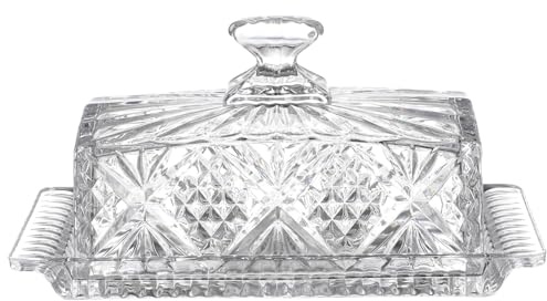 DOITOOL Mantequera de Vidrio Transparente con Tapa con Caja Rectangular para Almacenamiento de Alimentos Recipiente para Mantequilla y Contenedores de Cocina Diseño Creativo y Elegante