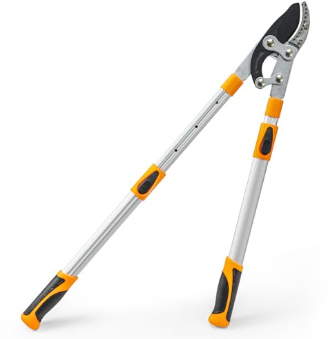 GreenWhim Telescopic Lopper with 60-100cm Adjustable Non-Slip Handle Extendable Garden Tree Loppers Heavy Duty SK5 Steel Blade and Teflon-Coated for Pruning Fresh Branches, Cutting Diameter 50mm