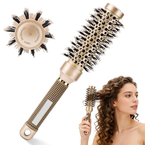 ZYEKIU Cepillo Alisador y Moldeador de Pelo Cepillo Termico Redondo 2.7 CM | Thermal Brush Iónico Cerámico Antifrizz con Mango Antideslizante Cepillo Redondo para Secar el Cabello Rizar y Alisar