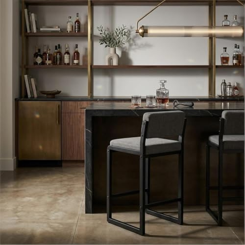 YUUIJOAA Barhocker 2er Set, barhocker mit Lehne, 92CM Tresenhocker, Moderne Bar Hocker für Küche, Wohnzimmer, Esszimmer,Bar,Café (GRAU)