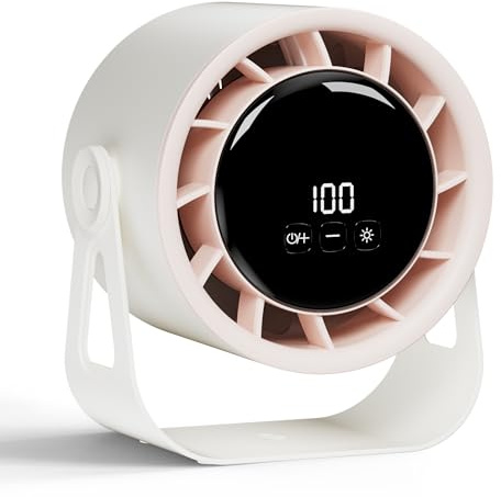 Macchiatto Tischventilator USB mit Akku, Leiser Mini Ventilator, 4 Geschwindigkeiten, 360° Verstellbar, Wiederaufladbarer Akku Ventilator Leise für Büro, Schlafzimmer, Küche, Camping, Outdoor (Weiß)