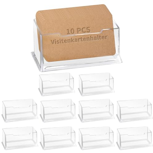 Alethron Visitenkartenhalter,10 Stück Visitenkarten Aufsteller Acryl Business Card Holder Visitenkartenständer Visitenkarten Display für Büro Zuhause Sammlung Veranstalter