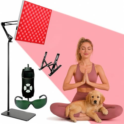 Pannello terapia luce rossa,225 LED con luce rossa 660nm & infrarossi 850nm | Pannello luce infrarossa ampia copertura con supporto da terra, sospeso e tavolo, per cura corpo e benessere domestico