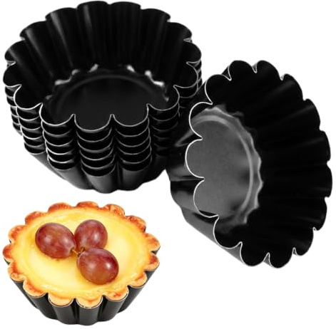 16 Piezas Moldes Mini Tartaletas Acero Carbono, Molde de Tarta de Huevo