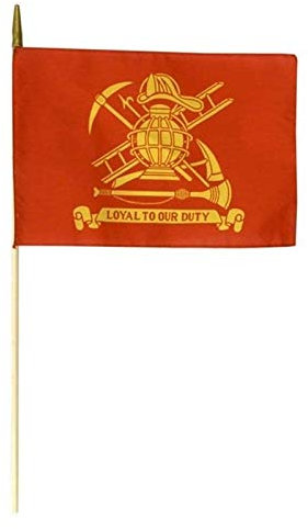Fireman Stick Flag, 12x18 Polyester Flags on a Staff, Pack of 12, Firefighter Memorial, Made in USA