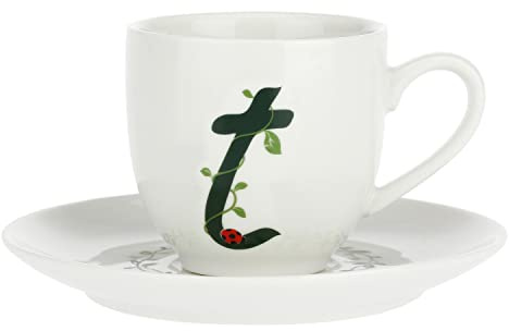 La Porcellana Bianca - Tazzina da Caffè con Piattino Lettera 'T' in Gift Box - Solotua - Arredo Casa, Tè, Caffè e Colazione - Porcellana - 90 cc