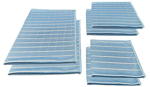 Aqua Laser Diamant Bambus Mikrofaser Glas- Fenstertucher Poliertuch streifenfrei aus Viskose-Bambusfasern 6-TLG. (blau)