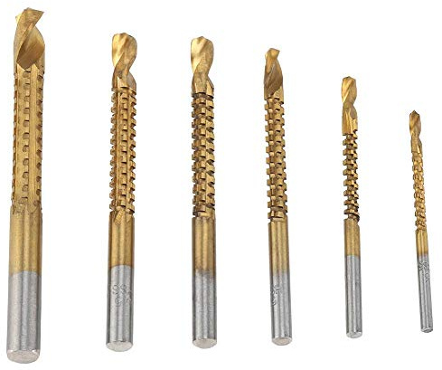 Jeu de 6 Forets à Bois HSS, Revêtement Titane, Diamètre 3-8mm for Rainurage et Perçage sur Bois Dur, Plat et PVC