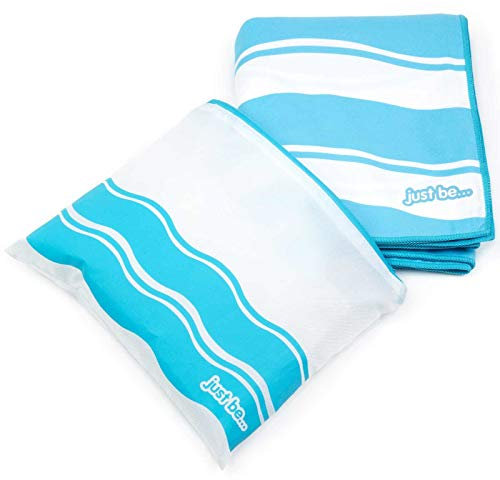 just be... Toalla Grande Microfibra XXL para Baño, Piscina, Playa, Ducha y Gimnasio - Plegable, Ligera, Secado rapido Compacta - para Niños y Adultos - Azul 200 x 90cm