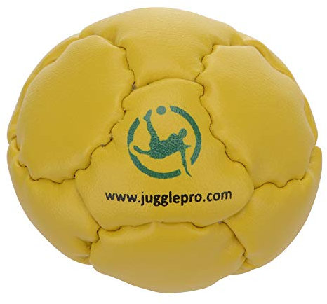 Footbag mit 14 Panel – Modell Sumo – FUSSJONGLIEREN - Gelb Kunstleder, Kunststoffpaletten gefüllt, Handgenäht