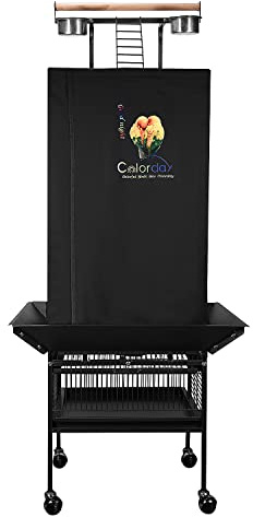 Colorday Good Night Bird Cage Cover for Large Bird Cage with Play Top (61, Black)