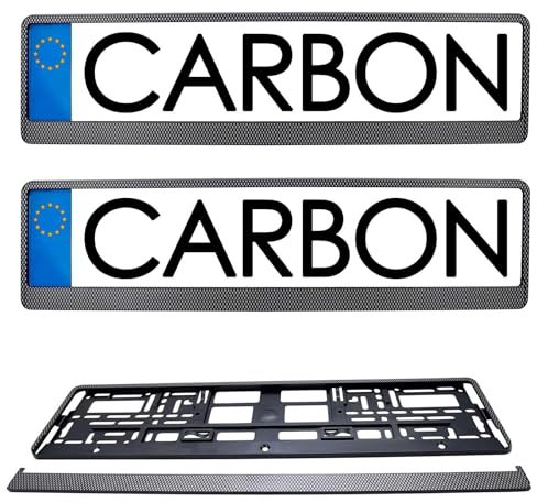 Kennzeichenhalter in Carbon Satz 2 Stück Kennzeichen Nummernschild Halter für EU KFZ-Kennzeichen einfache Montage Made in The EU