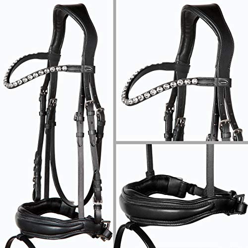 Heinick-Reitsport Trense Soft Schwarz anatomisch Custom ~ Glow-Silver ~ Vollblut