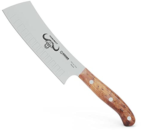 Giesser sedan 1776 – Made in Germany – japansk kockkniv 16 cm, kullslipad Tree of Life, PremiumCut Yochobo No 1, kökskniv, thuja, trähandtag, rostfri, tysk grillkniv vass