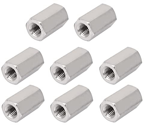TERF® M12 (12mm) X 36mm Long Hex Coupling Nut Female Threaded Bar Rod Studding Connector Hexagonal Deep Nut For Home Office Workshop Industrial Constructor and Multi Purpose Use - Pack of 8