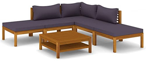 vidaXL 6-TLG. Garten-Lounge-Set mit Auflage Massivholz Akazie