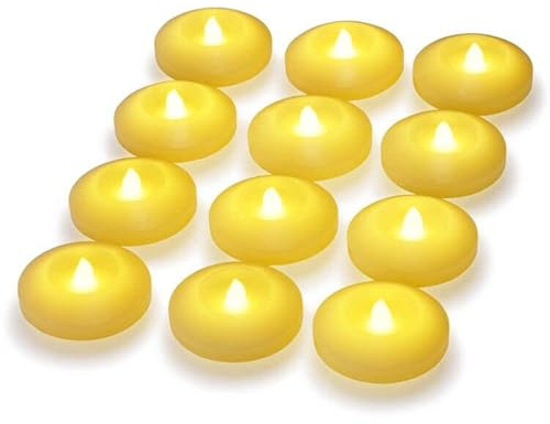 Afoosoo Schwimmende Kerze flammenlose Wachskerzen batteriebetriebene flackernde wasserdichte LED-Teelichter für Outdoor Home Party Geburtstag Hochzeit Herzstück Vasen Bad Pool (12pcs ww)