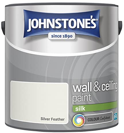 Johnstone's - Wall & Ceiling Paint - Silver Feather - Silk Finish - Emulsion Paint - Fantastic Coverage - Easy to Apply - Dry in 1-2 Hours - 12m2 Coverage per Litre - 2.5L, (423774)
