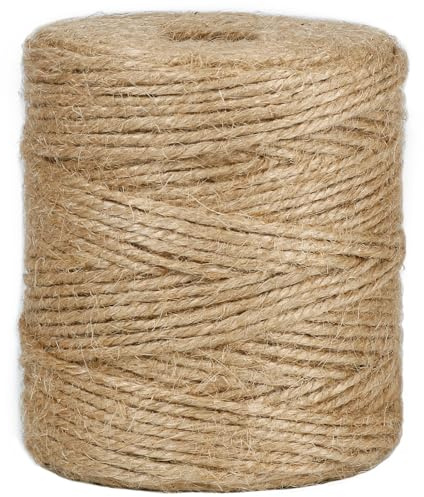Tenn Well 656 Feet 3mm Jute Garden Twine, Heavy Duty Natural Twine String for Gardening, Plant Supporting, Bundling, Crafting, Wrapping