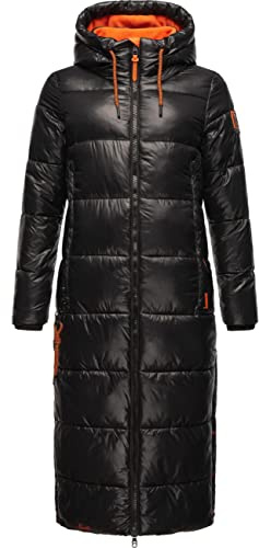 Navahoo Damen warmer Winter Steppmantel mit Kapuze Schmuseengel Black Gr. S