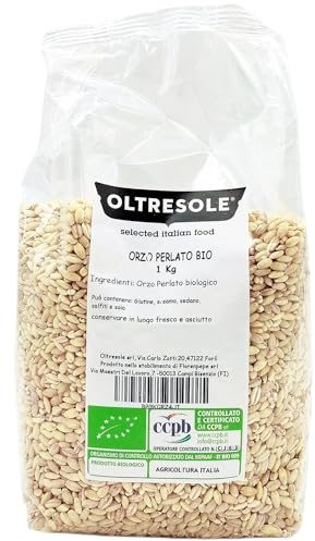 Oltresole, Cebada perlada italiana ecológica 1 kg, Grano ecológico rico en fibra, Bueno para sopas, ensaladas y potajes, Producido por la agricultura italiana, Envase familiar ideal