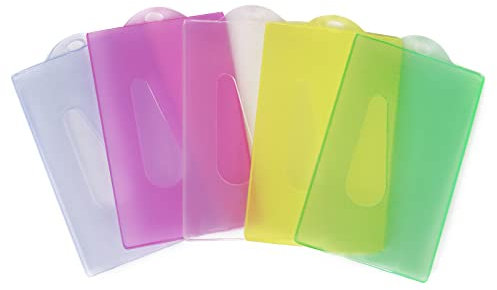 Vicloon Ausweishüllen,2 Karten Ausweishalter, Harte Transparente Ausweiskarte mit Daumenschlitz, Ausweishülle Bunt für Büro Schulausweise Kreditkarten