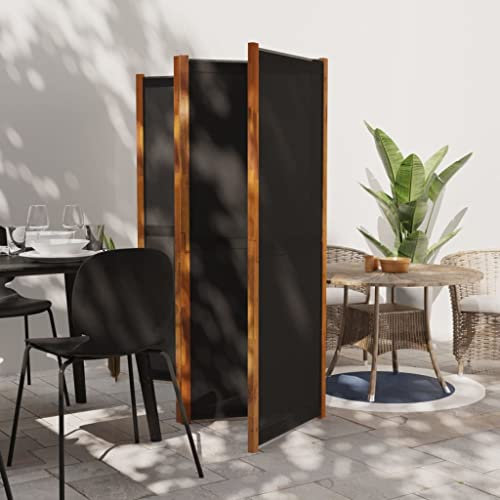 WIFESE Paravent 4 Panneaux Noir 280x180 cm Bois d'acacia Massif Séparation de Pièce Pliable Pare-Vue Décoration Intérieur et Extérieur Cloison de Séparation de Jardin Ecran d'intimité