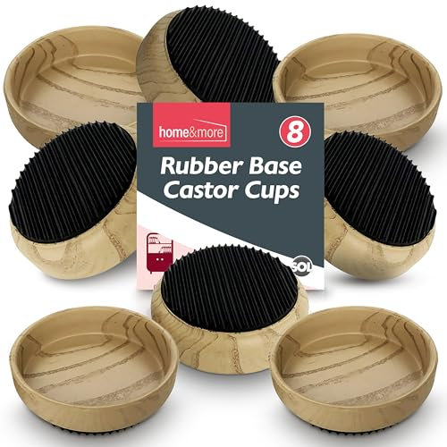 SOL 8pk Rubber Case Castor Cups - Non-Slip Caster Cups to Protect Wooden Floors and Carpets - Floor Protectors for Furniture Legs, Chairs, Tables, Sofas & Heavy Furniture