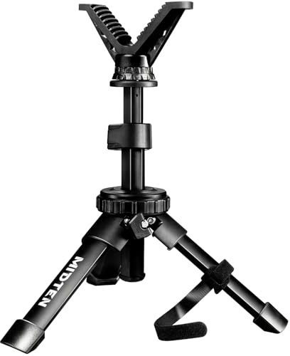MidTen Trípode portátil para rifle, soporte de banco ligero con soporte de yugo en V de rotación de 360 grados