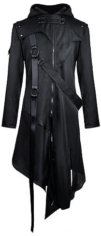 FRESQA Adultes Steampunk Trench Coat Gothique Veste Vintage Renaissance Peste Masque Halloween Party Cosplay Costume