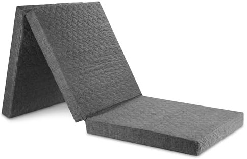 Preiswert und Gut Klappmatratze 3 teilig 190 x 60 x 7 cm grau mit abnehmbarem Bezug Gesteppte Faltmatratze PU Schaum Made in Germany ideal als Gaestematratze Campingmatratze Reisebett 3 kg