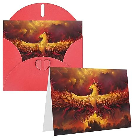 Fantasy Phoenix Blanko-Dankeskarten mit weißen Umschlägen, 10,2 x 15,2 cm, Grußkarten für alle Anlässe, Weihnachten, Urlaub, Hochzeit, Geburtstag