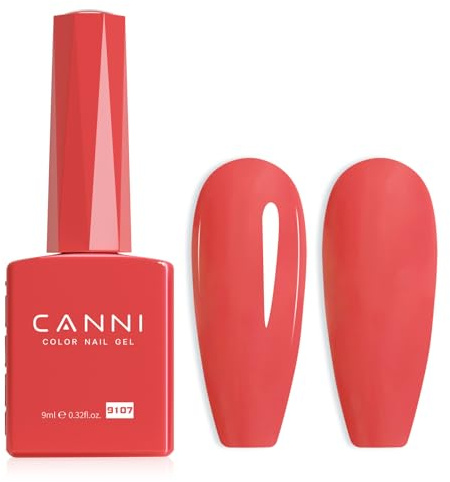 CANNI Red Gel Nail Polish, 1Pcs Orange Red Gel Polish Baby Pink Light Color High Gloss Soak Off U V Manicure Salon DIY