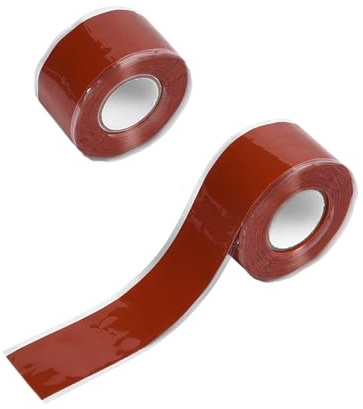 Funnytek 2 Rollen Selbstverschweißendes Silikonband, Isolierband Rot | Hitzebeständig Reparaturband Wasserdicht Dichtband Selbstklebend 2.5mm x 3m für Reparaturen, elektrische Anschlüsse