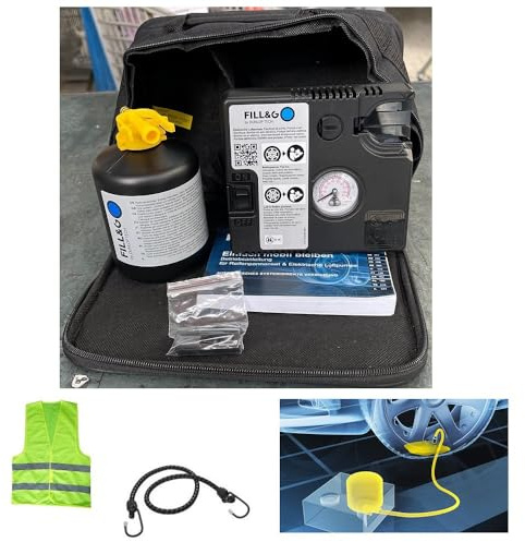 Compatible con Mercedes GLC SUV Set DE PINCHAZO DE NEUMÁTICOS Kit DE INFLADO Y REPARACIÓN AUTOMÁTICO con COMPRESOR Y LÍQUIDO SELLADOR DE 620 ML para Coches, SUV,Motocicletas