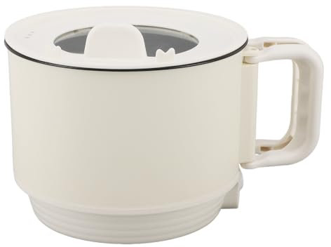 SIXRUN Elektrischer Hot Pot, 1,8 L, 600 W, 2 Gänge, Tragbar, Antihaftbeschichtet, Mini-Multifunktionskocher mit Griff für Pasta, Suppe, Steak, Ei, Haferflocken, weiß, Kleiner