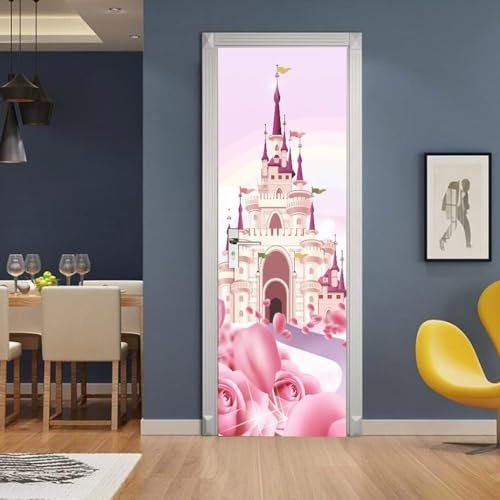 Türaufkleber Türtapete Türbilder Türposter Selbstklebend 3D Cartoon-Schloss 77 X 200 Cm Pvc Wasserdicht Abnehmbare Wandbilder Für Schlafzimmer Haus Bad Wc Büro Dekoration - Türwandaufkleber -2P8Z7Q4B6