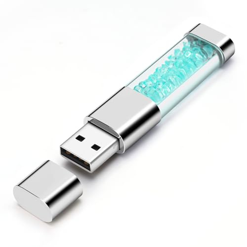 BORLTER CLAMP Chiavetta USB 64GB, Pendrive USB 2.0 Memoria Stick Flash Drive Thumb Drive per L'archiviazione Esterna dei Dati A Forma di Bellissimo Cristallo Blu