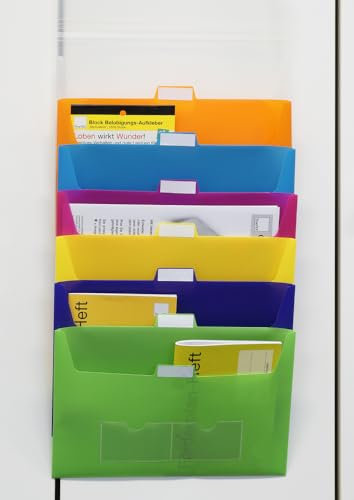 TimeTEX Hänge-Orga-Mappe für A4, 7 Fächer, transparent | Kompakt verschließbar und zum Aufhängen an Türen und Wänden