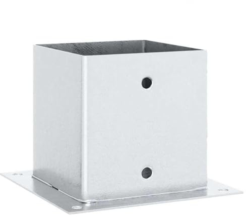 vidaXL Bases de poteau carrées 4 pcs argent 141x141 mm acier galvanisé, base de clôture en béton, base de poteau de clôture, support de poteau en métal