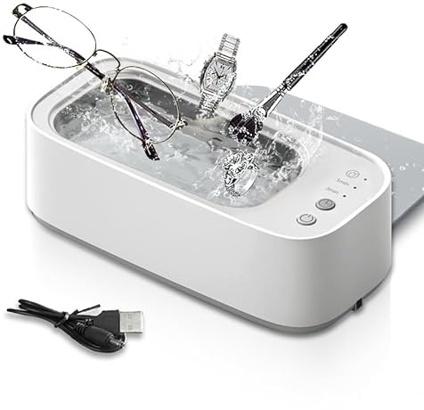 SL Euthtion Ultrasonic Cleaning machine, can be used for 2 hours. Lightweight, portable, equipped with touch control and 3 modes, suitable for glasses, rings, coins, watches, dentures, jewelry